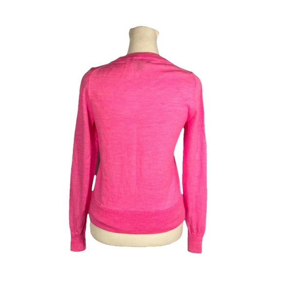 J. Crew Women's Hot Pink Merino Wool Crewneck Thin Knit Long Sleeve Size XS - Picture 3 of 11